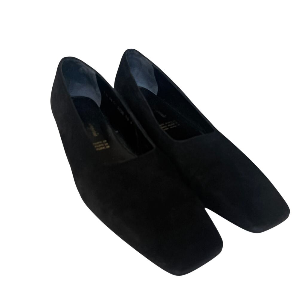 Robert Clergerie Paris Black Suede Square Toe Pumps Italy 7.5 AA‎